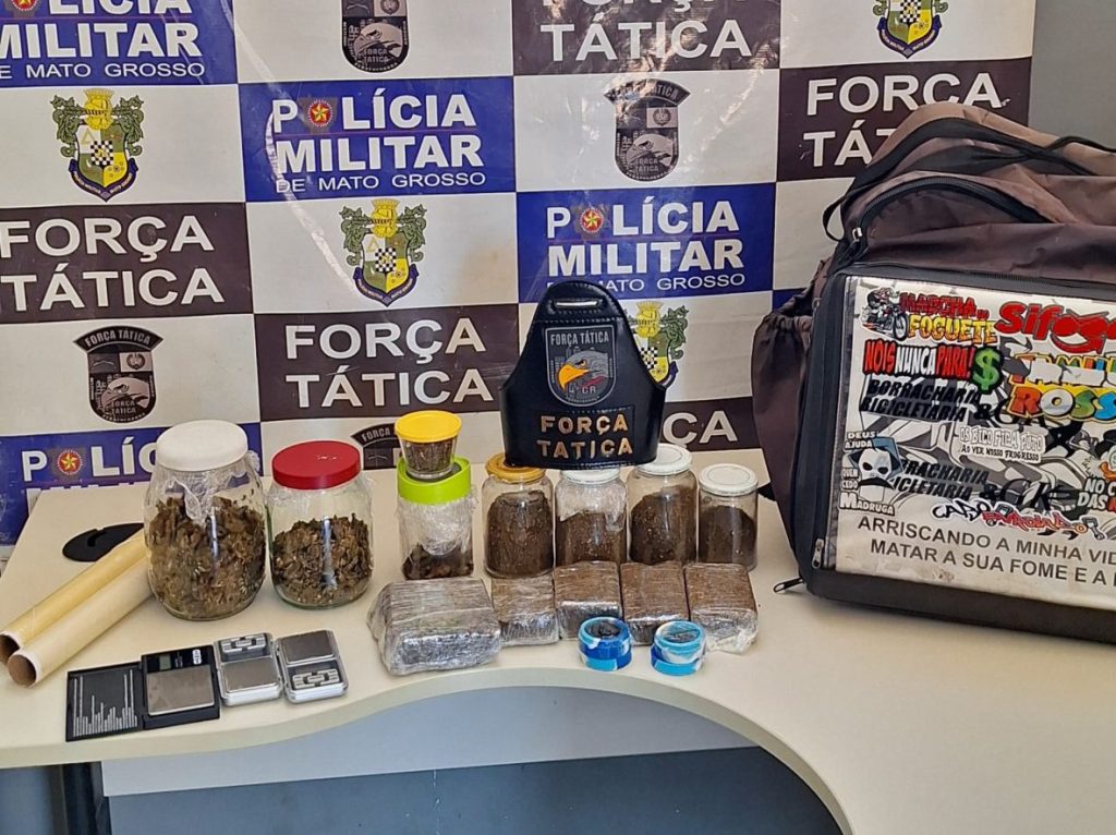 Imagem dos objetos apreendidos. FOTO: Força Tática de Rondonópolis
