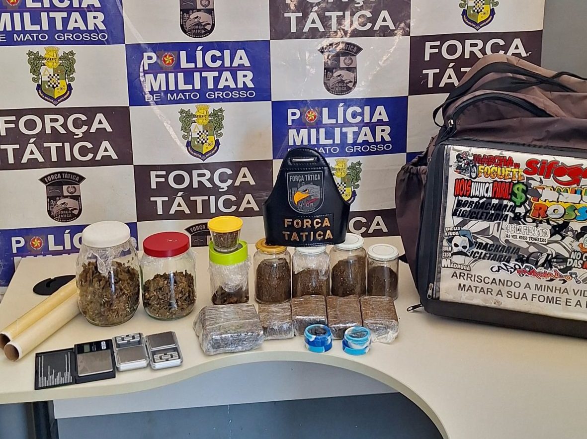 Imagem dos objetos apreendidos. FOTO: Força Tática de Rondonópolis